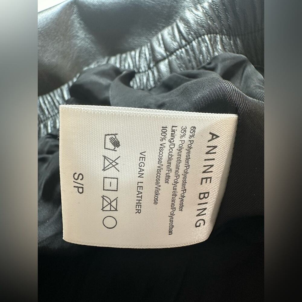 Anine Bing Colton Faux Leather Track Pants in Black Size Small EUC - Picture 5 of 7